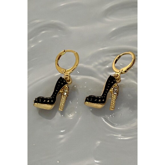 Vintage Style Womens High Heels Enamel Rhinestone Earrings Ear Accessories - Picture 3 of 6